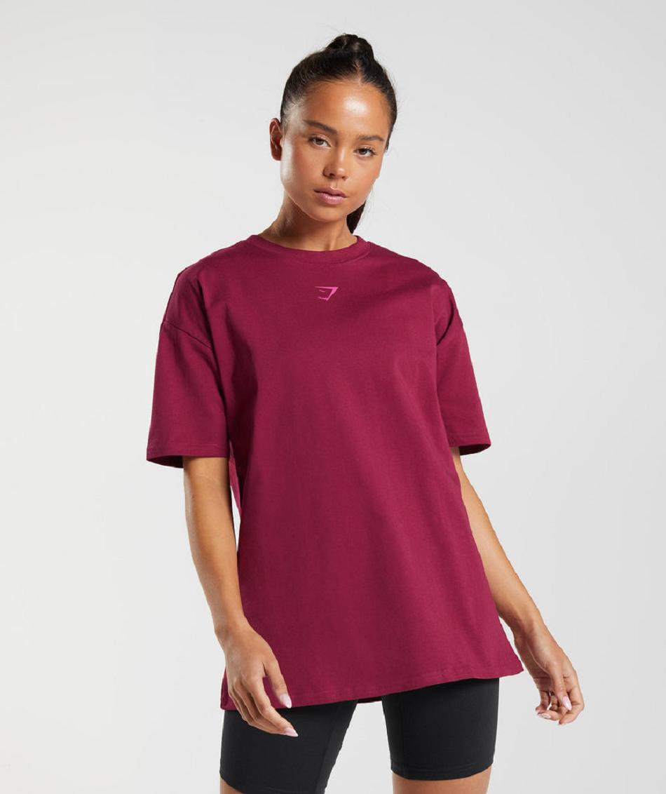 Gymshark Fraction Oversized Ženske T Shirts Roze | HR 3292VRW